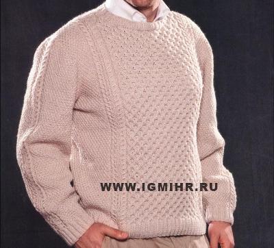 muzhskoj pulover s relefnymi uzorami