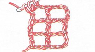Филейная сетка с пустыми и заполненными клеточками, выполненная столбиками с накидом (фото 5)