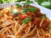 Спагетти с мясным томатным соусом